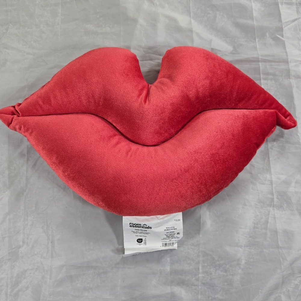 Room Essentials Red Lips Throw Pillow 10" x 17" NWT Target Valentine's Decor